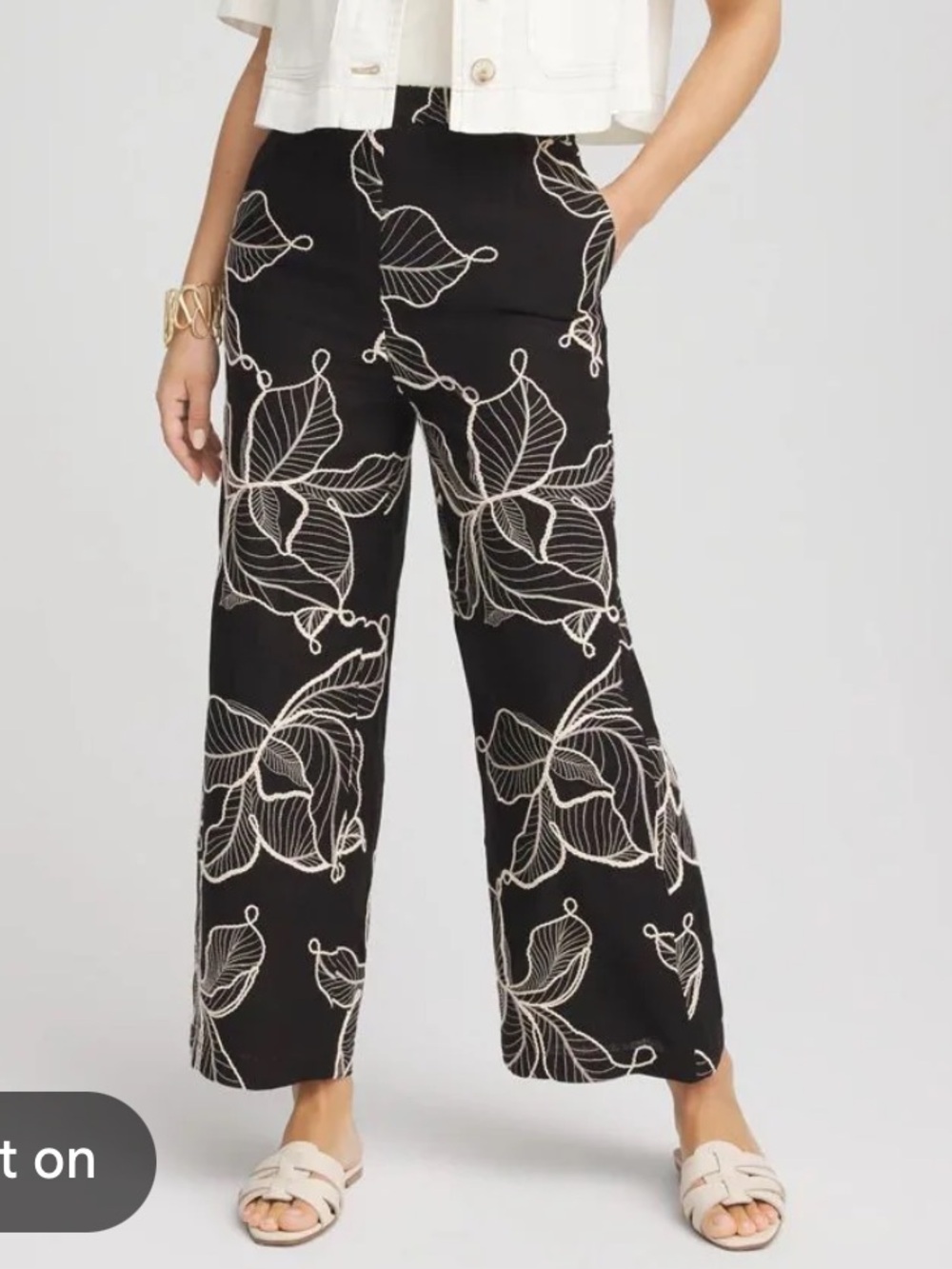 Chico’s Pull On Embroidered Wide Leg Pants NEW NWT